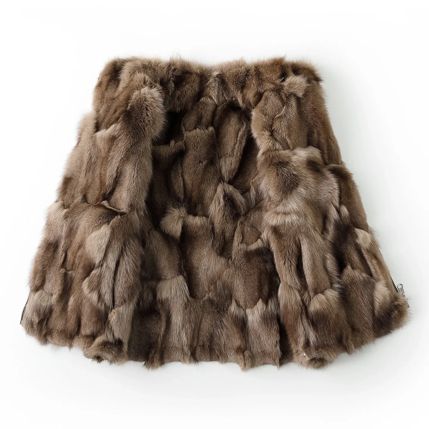 2025 novo inverno feminino dupla face usar colete de pele de raposa estilo jovem commute moda fechamento com zíper sem manga couro