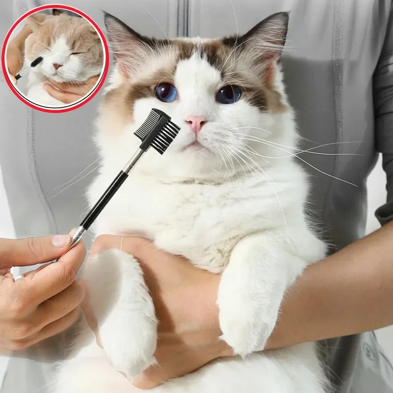 

Cat Brush Double-sided Dog Eye Brush Portable Pet Tear Stain Comb Pet Hair Remover Dense Comb for Cat Face Cleaning Dog Gromming