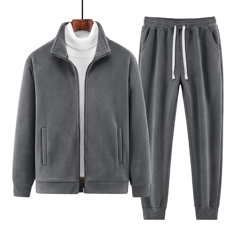 Winter Herren Woll-Hoodie-Hosen-Set, Plüsch Verdickter Warmer und Winddichter Sportanzug Herren Winter Plüsch-Hoodie Trainingsanzug 2-teiliges Set – Detail 8