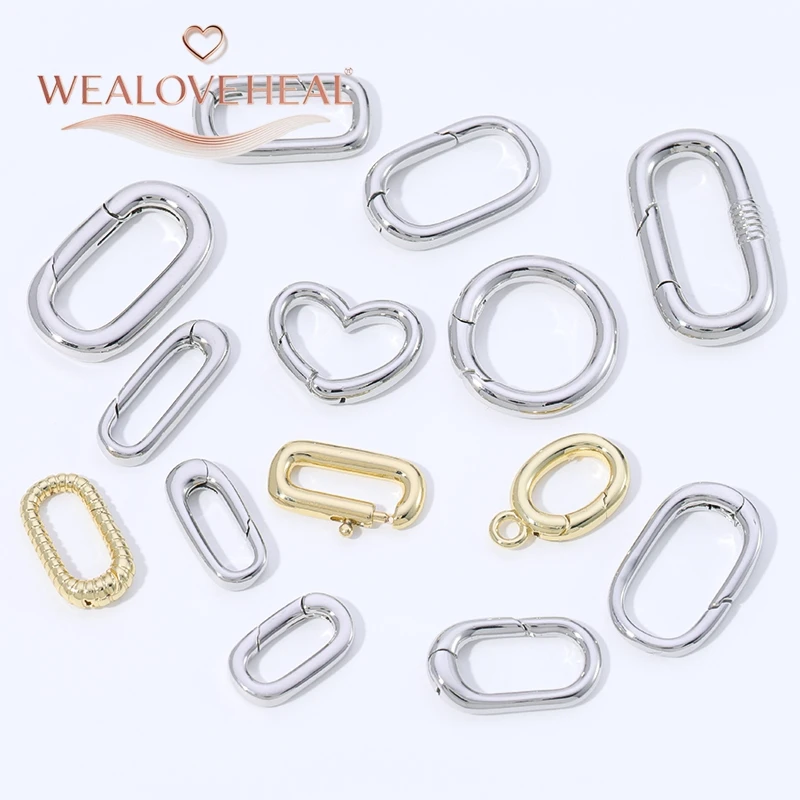 Hochwertige 18K vergoldete Messing-Karabinerhaken in Kreis-, Oval- und Herzform mit Druckverschluss für DIY-Schmuckherstellung. – Detail 16
