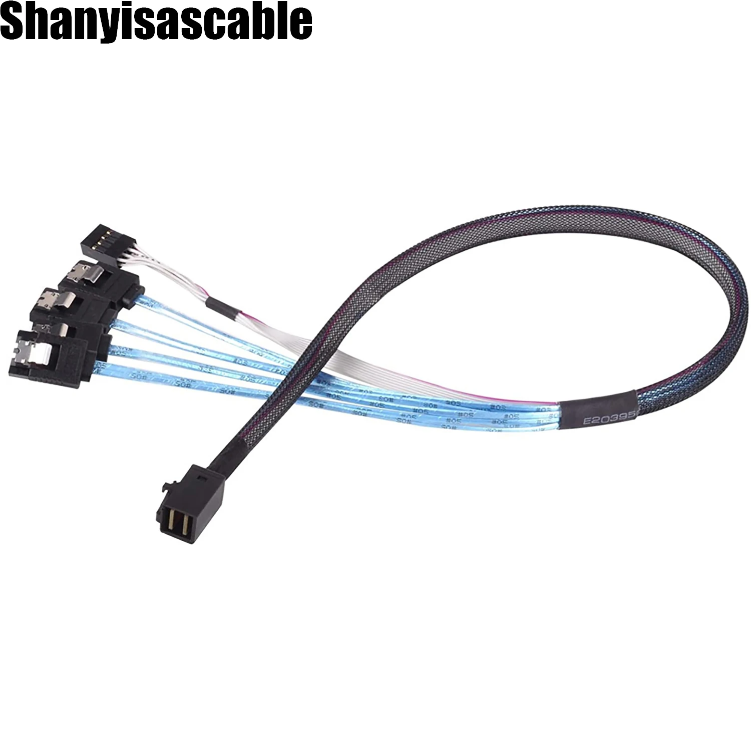 

1.0M Internal HD Mini SAS SFF-8643 to 4X SATA 7P female with SB sideband cable