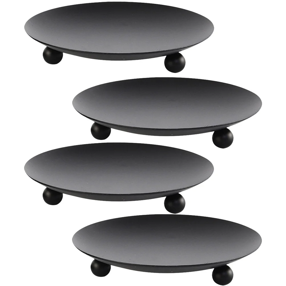 4 قطعة أصحاب الحديد الرجعية ماتي الأسود قوي الشمعدانات الزخرفية للمنزل منضدية ديكور حفل زفاف عمود الشموع #4