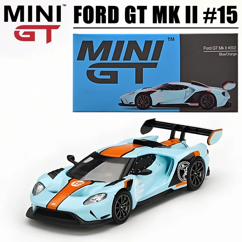 

MINIGT Scale 1/64 Ford GT Mk II #15 Blue Orange Alloy Toy Vehicle Diecast Metal Model Gift