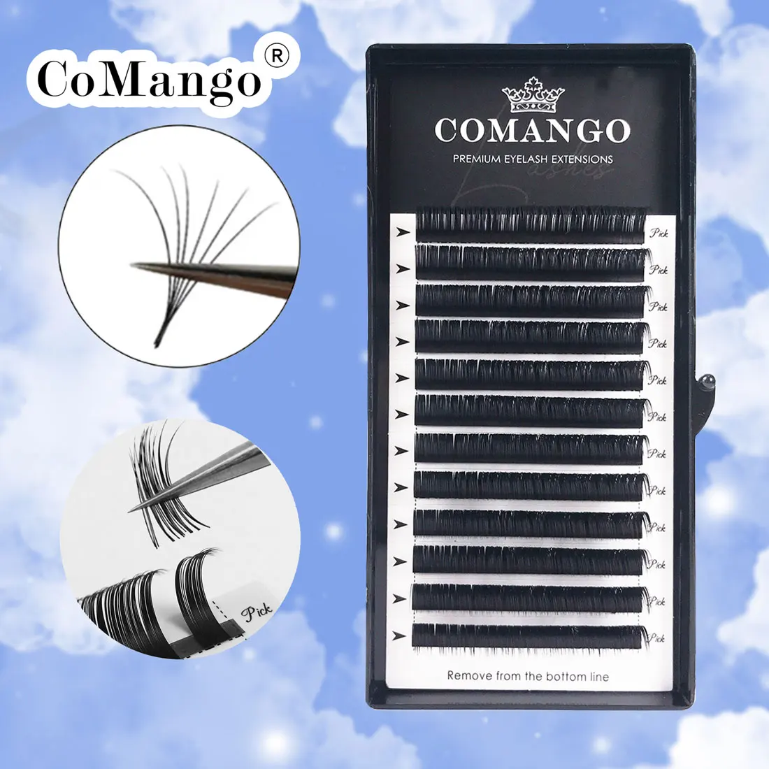 CoMango Individual Lashes Extensions Classic Eye-lashes Fluffy Eyelashes Supplies Dark Black Cilia 8-16mm False Eye-lash Makeup