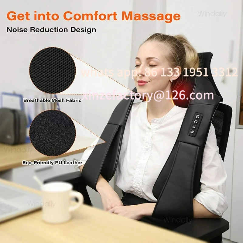 

Customizable Shiatsu Neck and Shoulder Massager With Heat Electric Back Massagers Kneading Massage Pillow