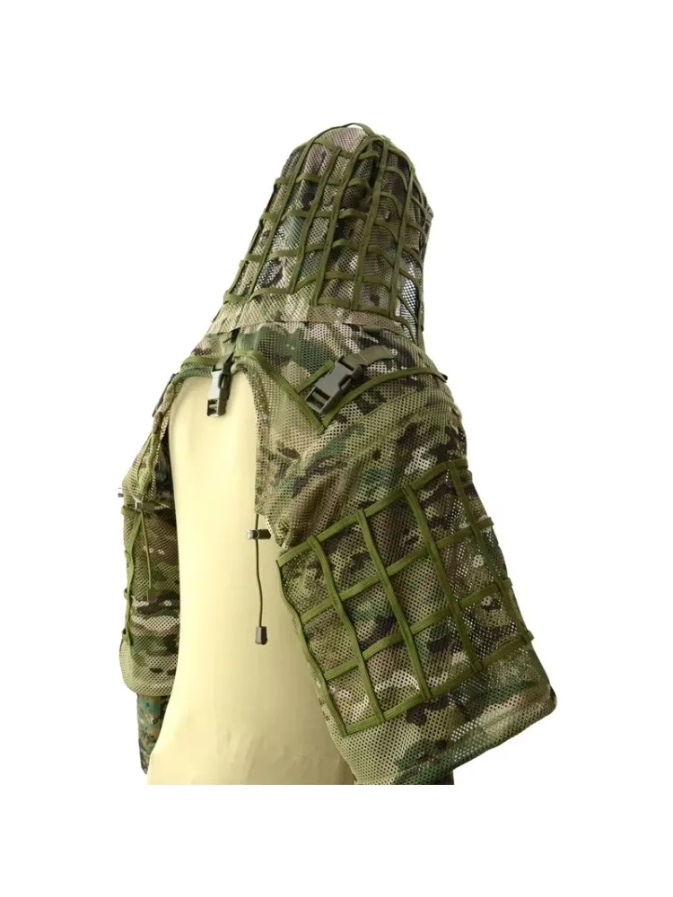 Airsoft Mesh Sniper Ghillie-Anzug Viper Hood Taktischer Schießanzug 3D Ghillie-Anzug Jagd Ripstop-Gewebe Atmungsaktiver Mantel Anzug Ausrüstung