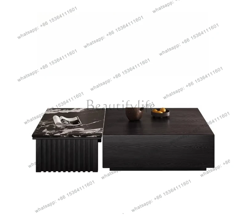 

Luxury stone coffee table living room household Italian minimalist high-end rectangular tea table