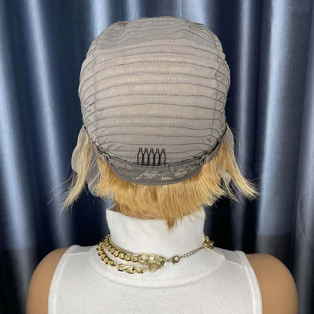 Парики из натуральных волос на кружеве с стрижкой пикси 13x1 Парики из натуральных волос на кружеве Короткие прямые парики боб Парики с стрижкой пикси для чернокожих женщин