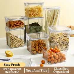 Food Box Storage Container With Airtight Lid Condiment Organizer Plastic Dispenser Jar Hermetic Kitchen Cereal Snack Spaghetti