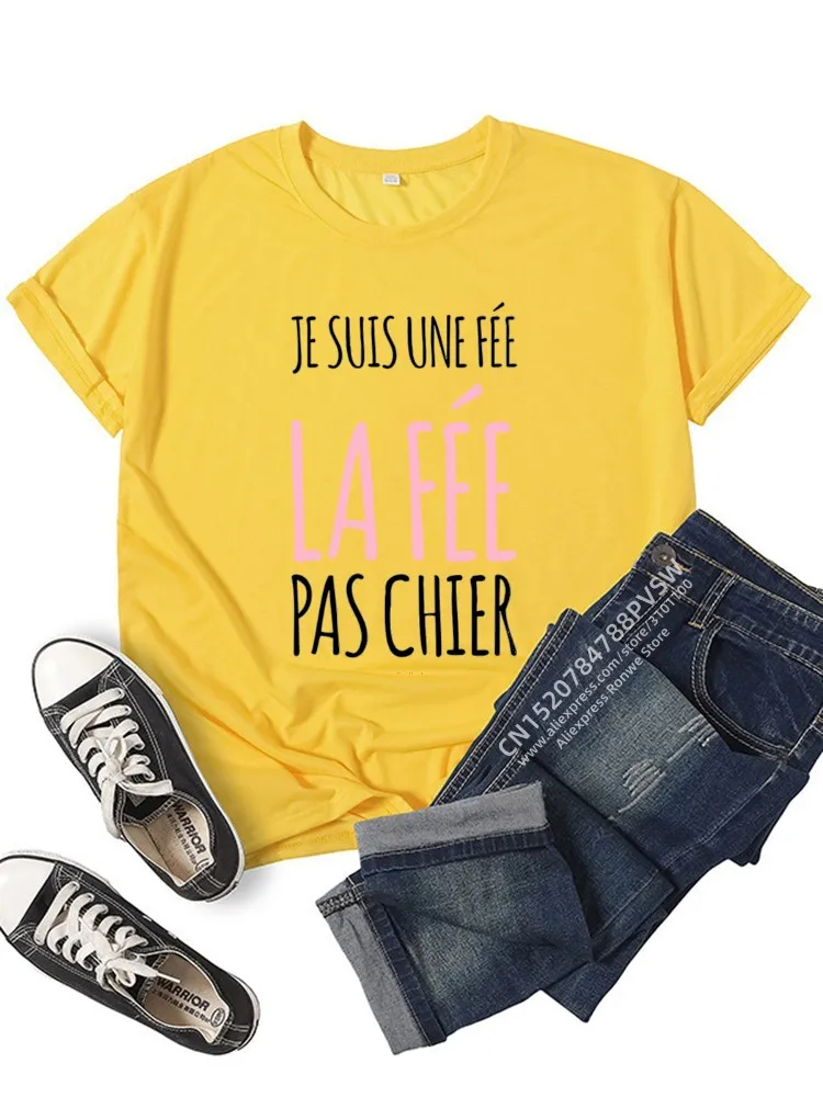 Femme Tee Shirt Femme Manche Courte Humour Je Suis Une Fée T-Shirt avec Col en o