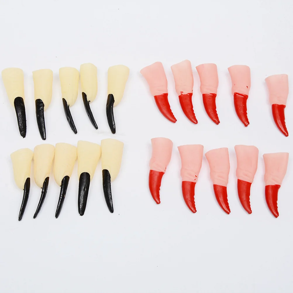 20PCS Simulated Zombie Witch Fake Finger Set Halloween Party Props Nail Set Halloween Masquerade Finger Nails Trick Props for