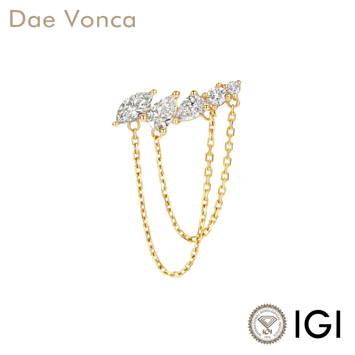 

Various Cut Lab Created Diamond Single Earring 9K/14K/18K Yellow Gold Lab Diamond Single Earrings Fine Jewelry For Women Gift