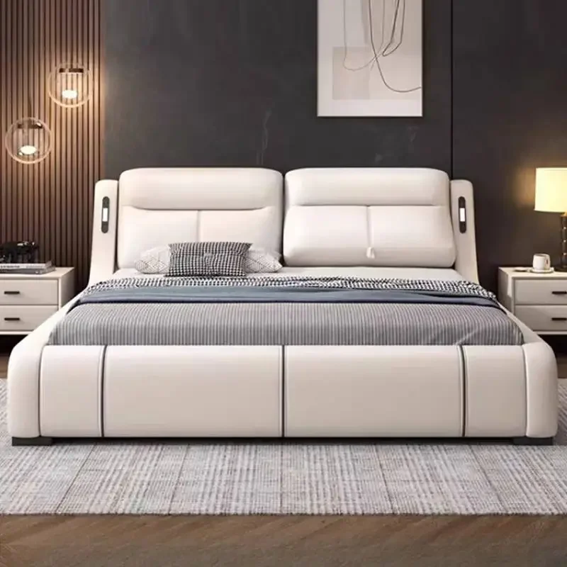 

European Queen Platform Bed Nordic Elegant Pretty Modern Bedroom Bases Beds Headboards Nightstands Camas De Casal Home Furniture