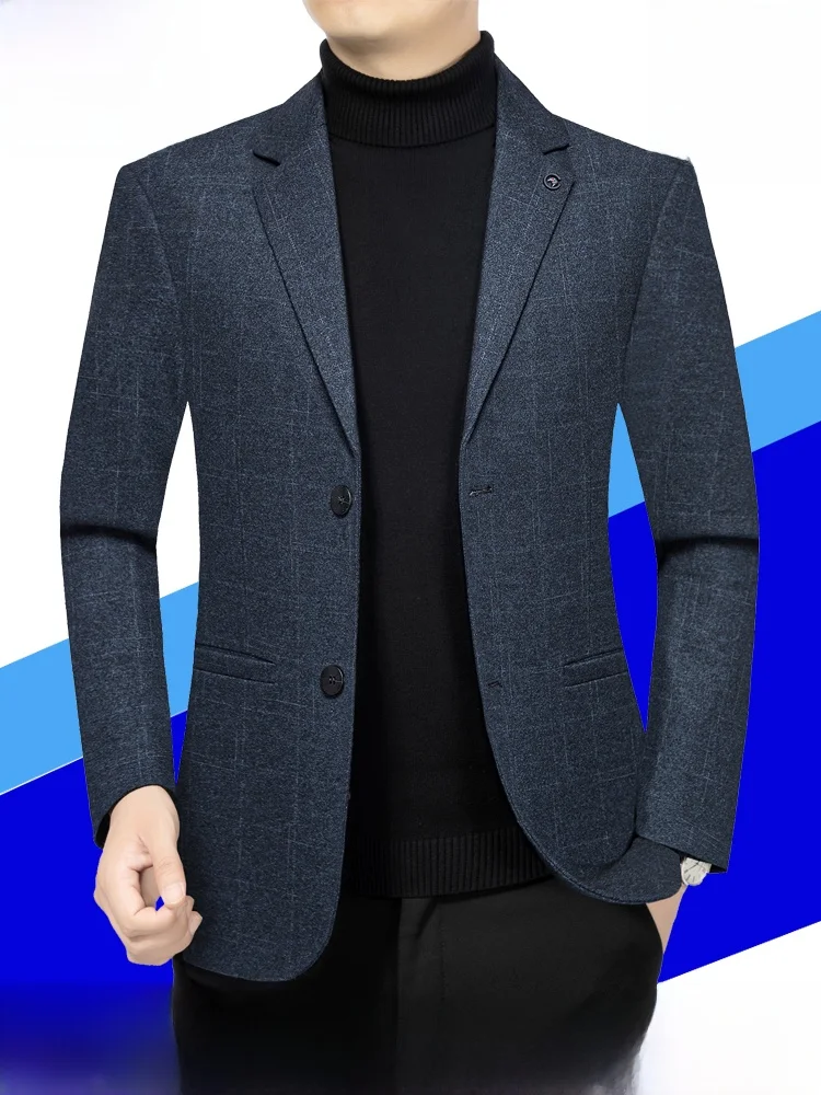 

Pierre Cardin Spring Autumn New Sle Men's Casual Woolen Suit Jaet Middle-aged Dad Busin Casual Slim-fit Top irt