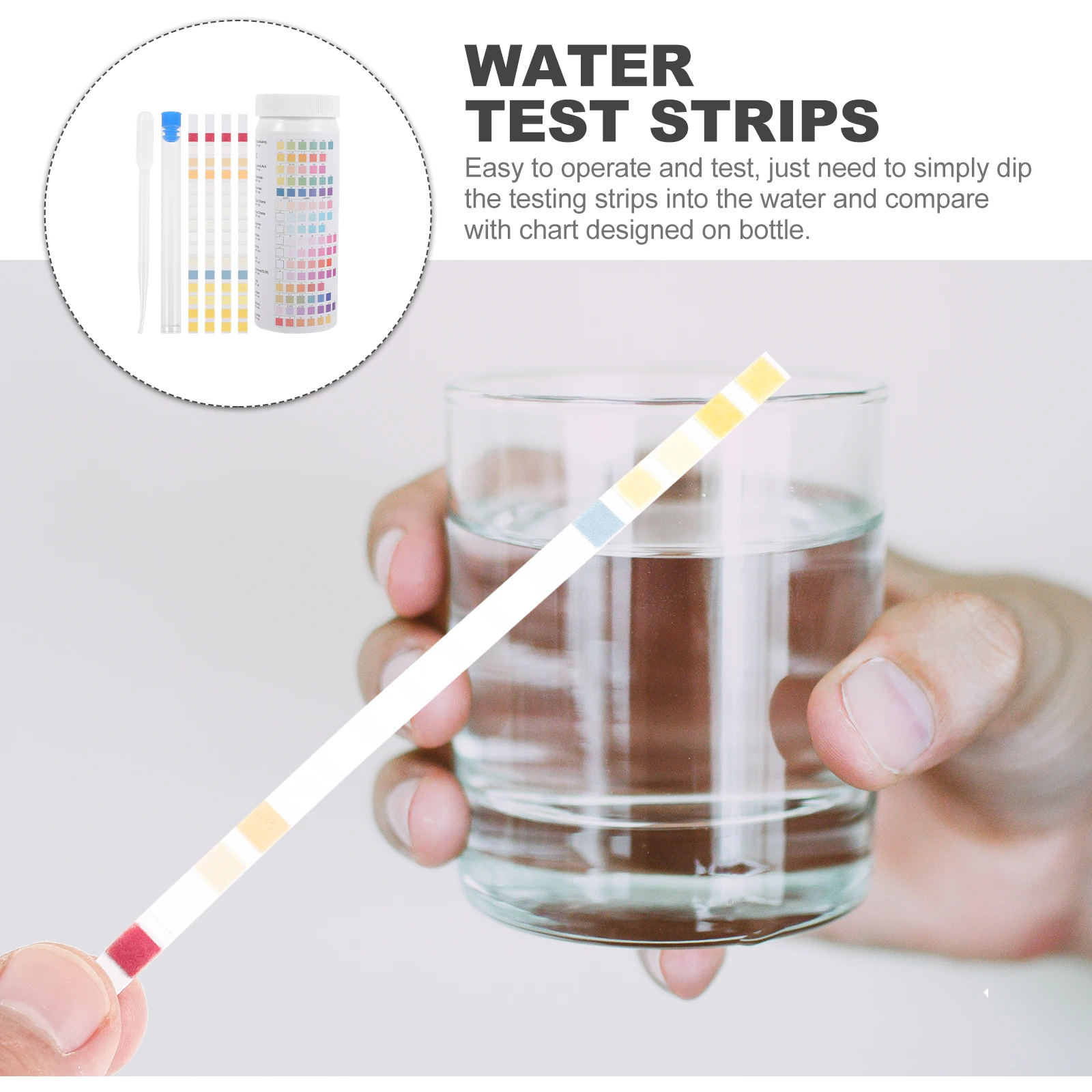 

100Pcs Water Quality Test Strips for Drinking Water Testing Papers Dropper Test Tube Home Use Results