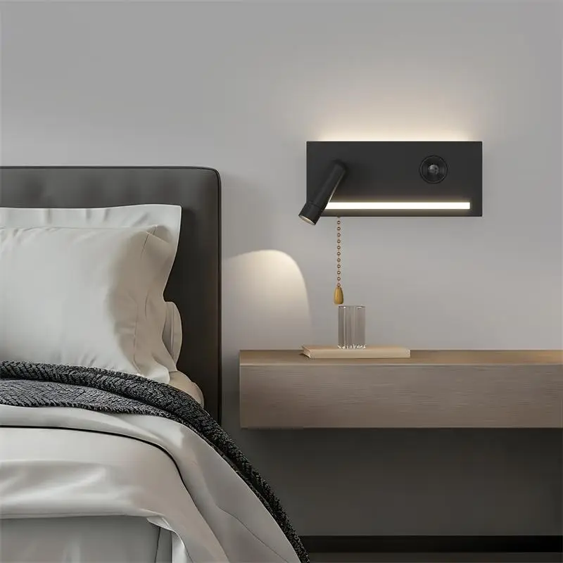 Medieval Style Walnut Grain Color LED Light Source Bedside Wall Lamp Creative Quantity Bluetooth Audio Decorative Wall Lamp