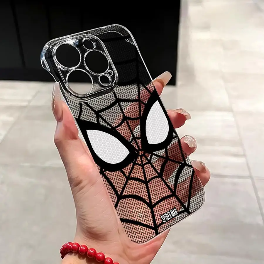 Marvel Spderman Cool Clear Hard Phone Case for iPhone 16 Pro 13 Pro Max 14 15 Pro Max 11 12 Transparent Shell Cover