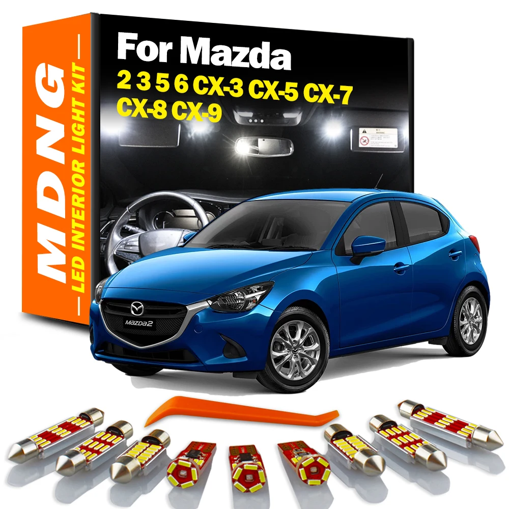 Żarówki LED Canbus Wewnętrzna mapa kopuły Zestaw oświetlenia tablicy rejestracyjnej do Mazdy 2 3 5 6 CX-3 CX-5 CX-7 CX-8 CX-9 CX3 CX5 CX7 CX8 CX9