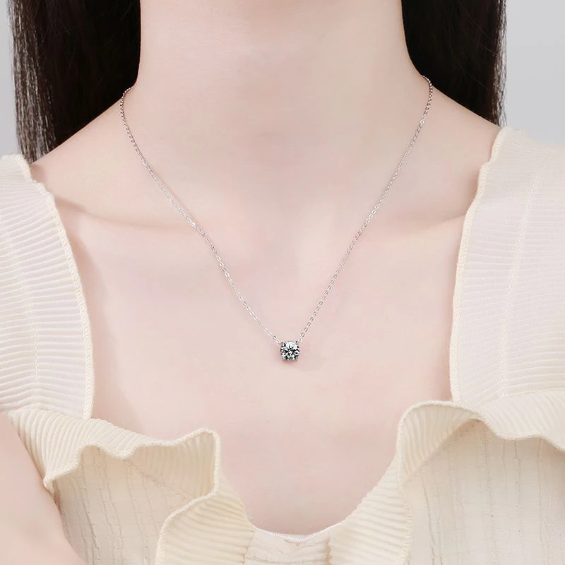 SHSTONE 0.8/1.5/2/3 ct Moissanite Pendant Necklace For Women 925 Sterling Silver Sparkling Diamond Wedding Party Fine Jewelry