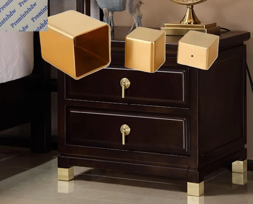 

4 шт. латунные квадратные заглушки для мебельных ножек, герметичные, с закрытым низом