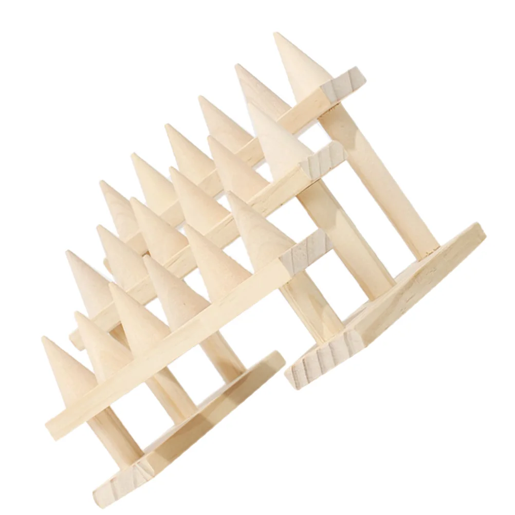 

Подставка для дисплея из цельного дерева, органайзер для ювелирных изделий в форме конуса, настольная стойка для хранения, деревянное кольцо, конусная башня для колец, кольцо на палец