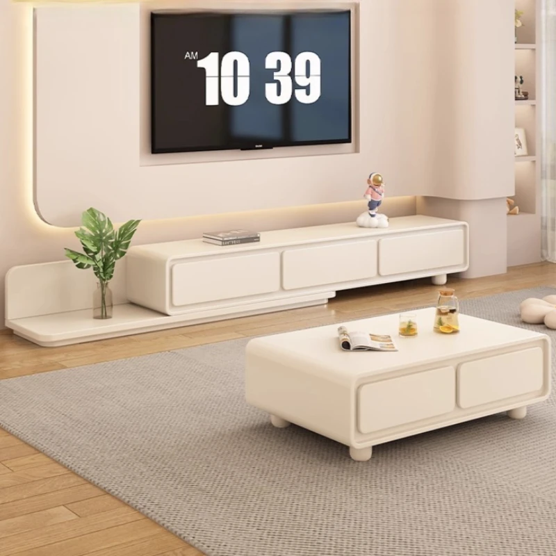 

Living Room Retractable Tv Cabinet Solid Wood Modern High Gloss Floor Tv Stand Nordic White Muebles De Salon House Accessories