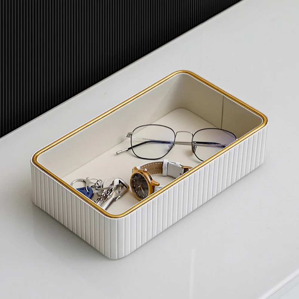 Valet Tray Rectangular Desktop Organizer Tray Multi-Function Jewellery Ring Holder Plate for Jewellery Key Watch Perfume