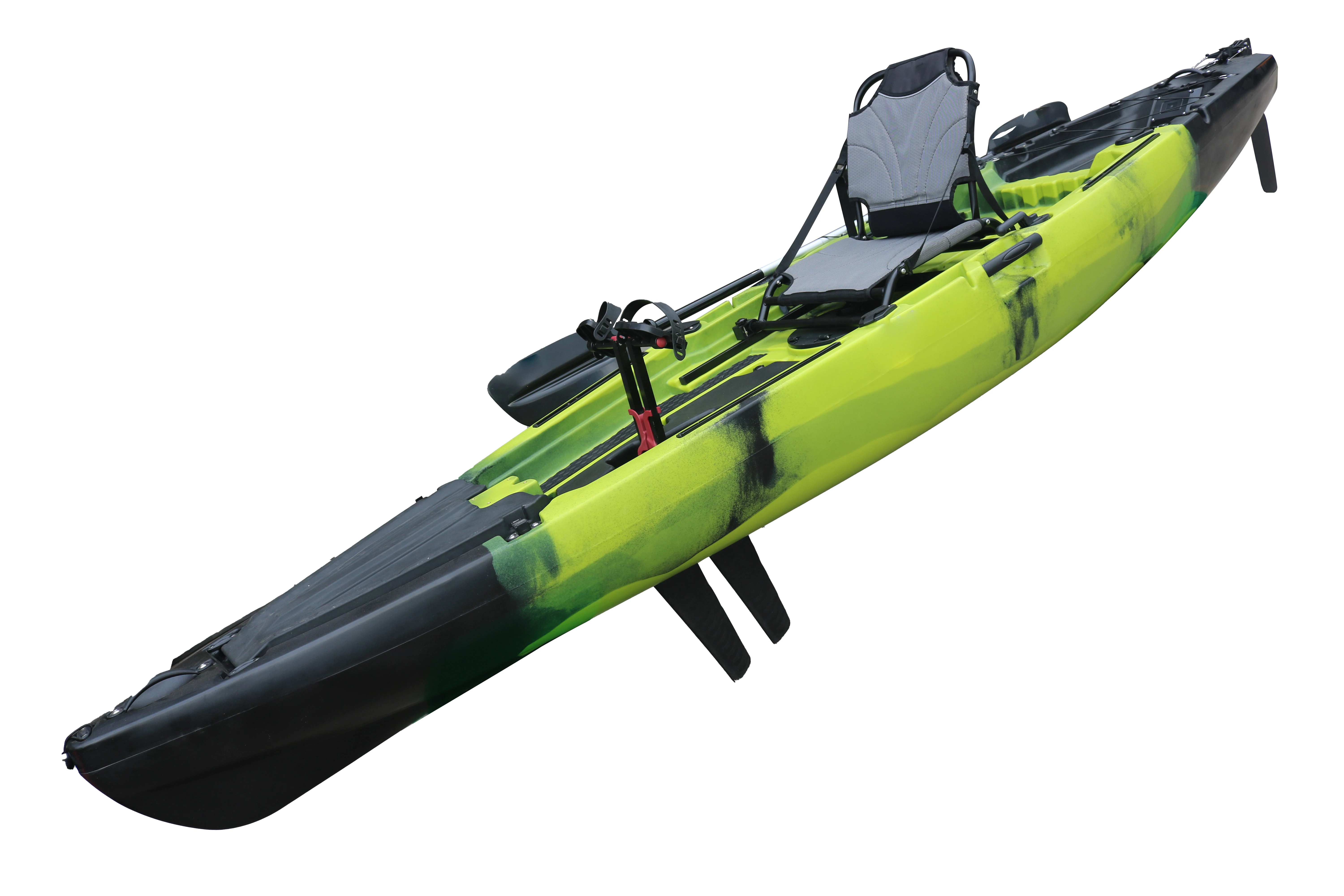 12ft  Fishing Pedal Kayak with Fin Pedal Propeller Pedal Foot Powered Kayak with One Seater Sea Boat