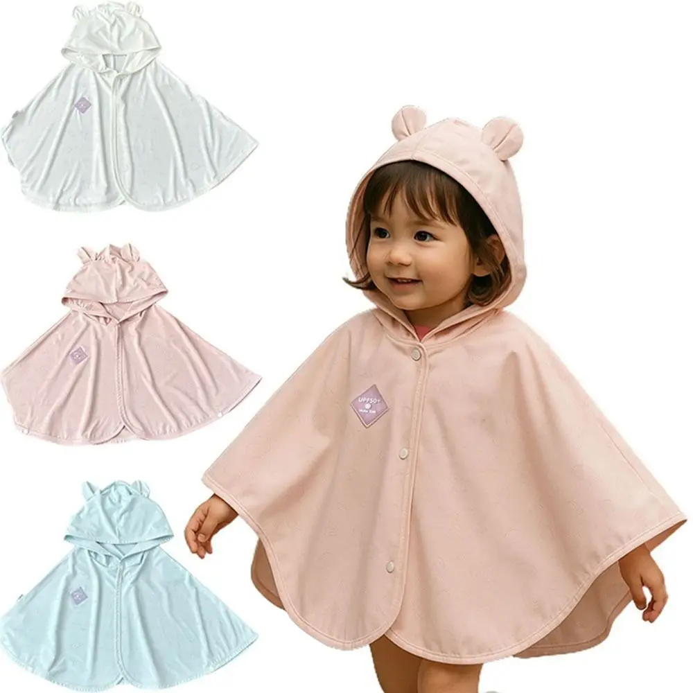 

Breathable Baby Sun Protection Clothing Light-sensing Color Change Hooded Design Kids Sunscreen Cape Anti-mosquito Long-sleeved