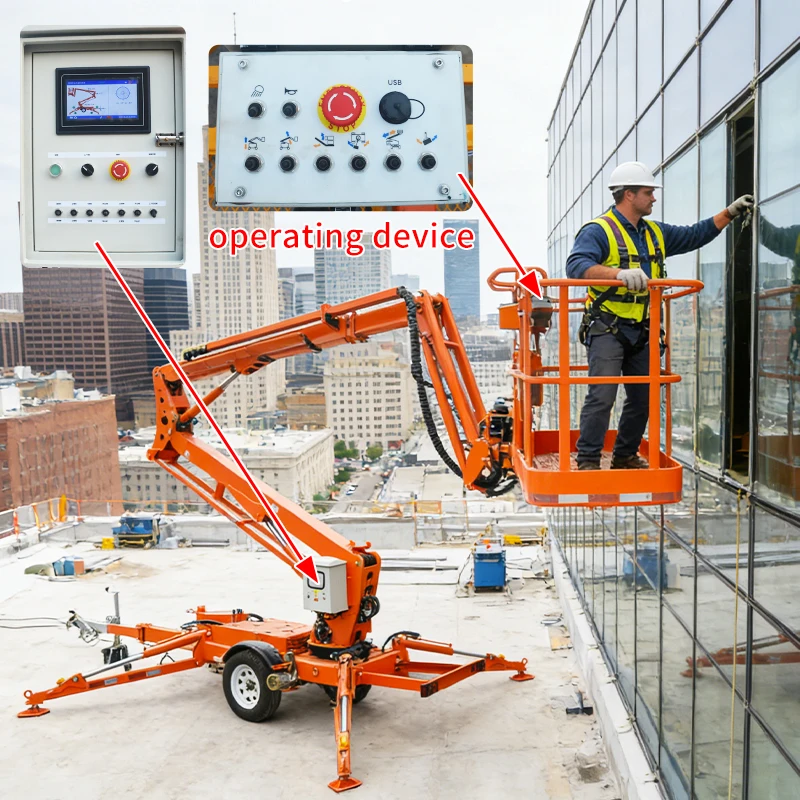 10m Electric Trailer Mounted Aerial Work Platform 5m Radius 360 Rotation Dual Controls Plataforma Elevadora