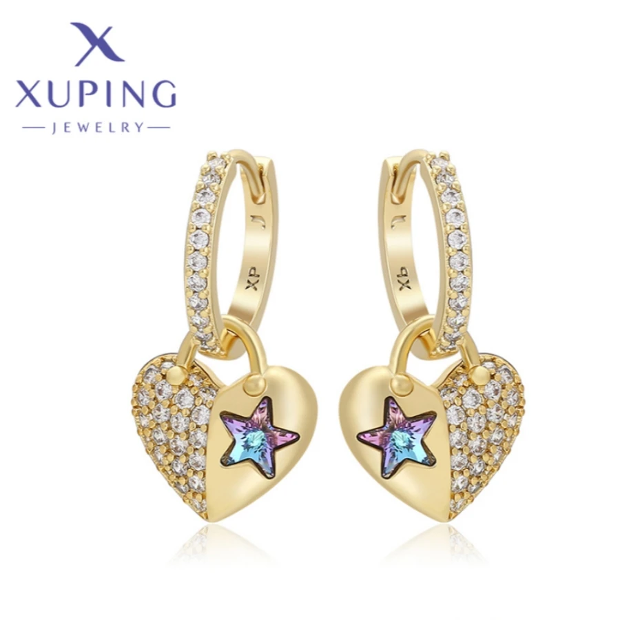 Xuping Jewelry New Arrival Elegant Fashion Light Gold Color Piering Hoop Earrings for Women Schoolgirl Christmas Gift X000917832