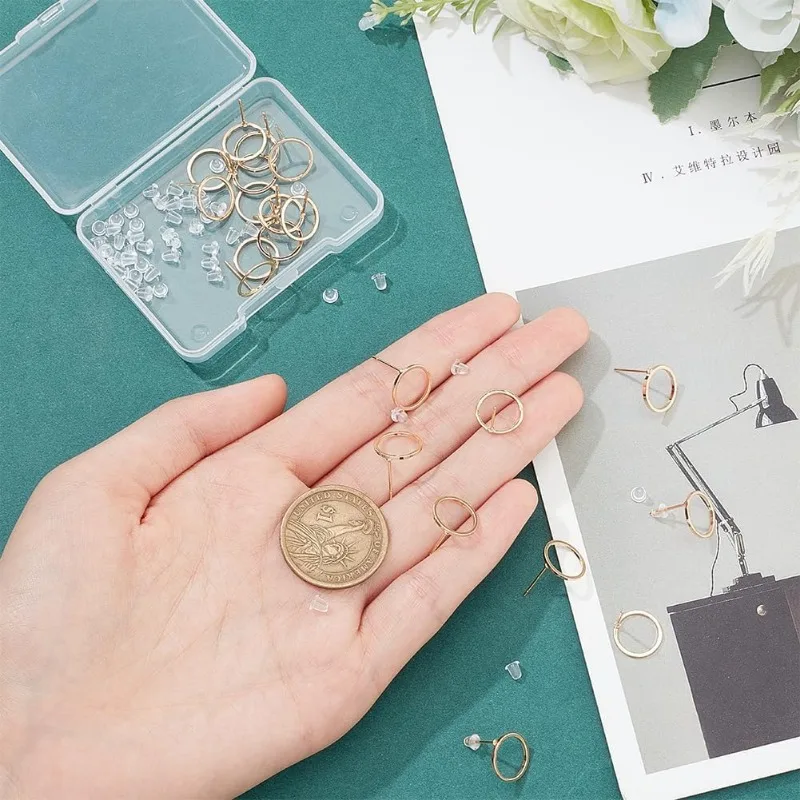 20PCS 18K Real Gold Plated Simple Circle Earring Studs Minimalist Geometry Earring Posts for Valentine\'s Day Anniversaries