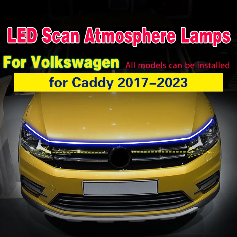 Przednie światło przeciwmgielne samochodu wodoodporne elastyczne światło do jazdy dziennej z lampą LED Start Scan dla Volkswagen Caddy 2017-2023 uniwersalne