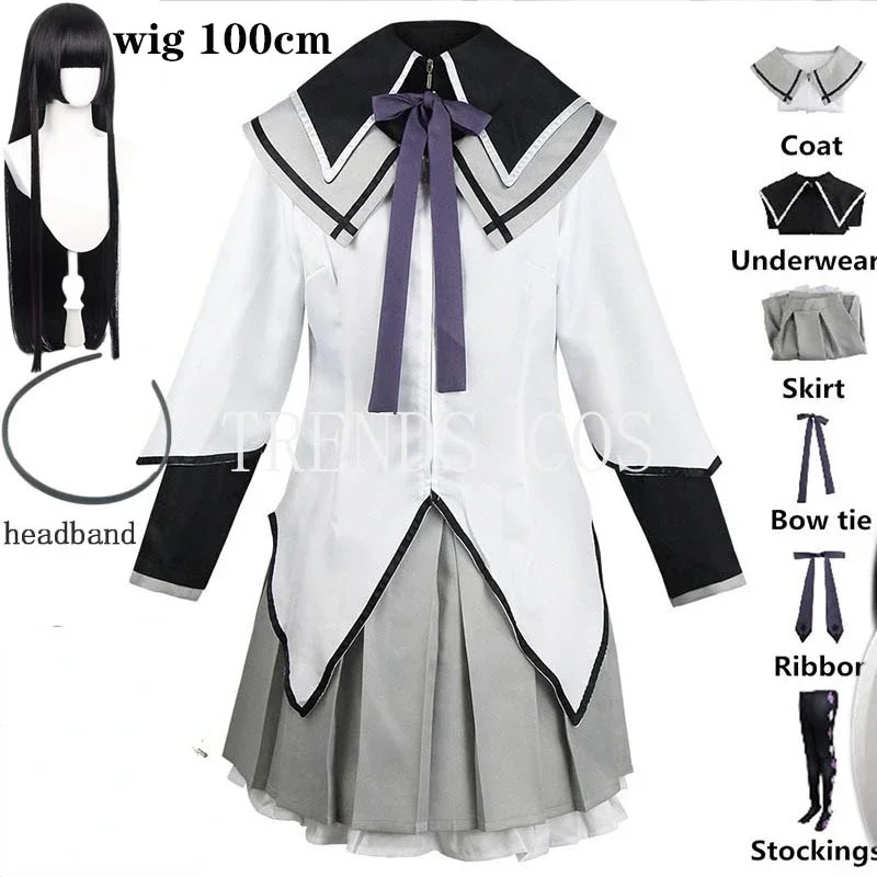 

Anime Magical Girl Homura Akemi Cosplay Costume Fighting Uniform Wig Socks for Mahou Shoujo Comic With Akemi Homura Outfits