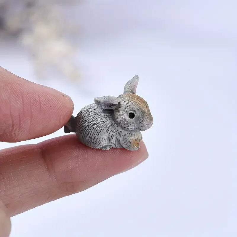 Juego de 5/10 miniaturas de conejos de resina, accesorios de jardín de hadas, micropaisaje de musgo, terrario, manualidades, decoración DIY
