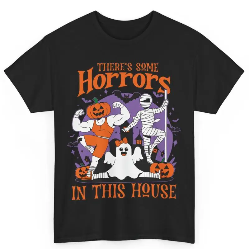 زاحف هناك بعض رعب في هذا المنزل تي شيرت قطني للهالوين
