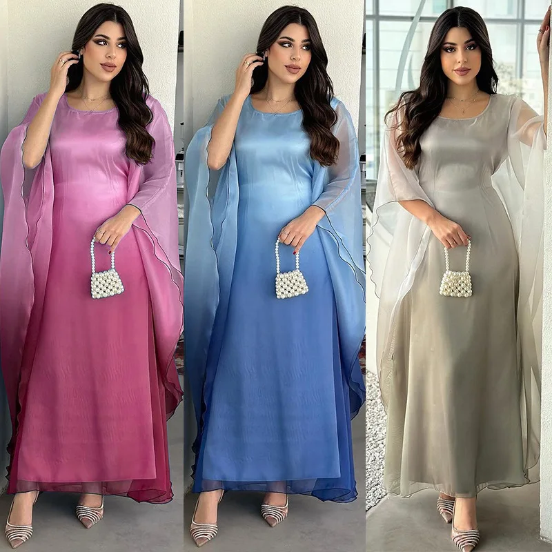 Dubai Diamonds Satin Dresses for Women Abaya Loose Party Gown Turkey Kaftan Marocain Djellaba Islamic Jalabiya Robe Caftan Arab