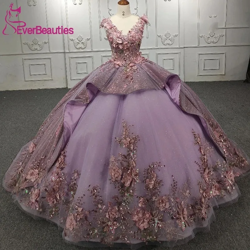 Ball Gown Quinceanera Dress for Juniors Vestidos De 15 Quinceañera Luxury Party Dresses Glittery Tulle Lace Appliques Prom Dress