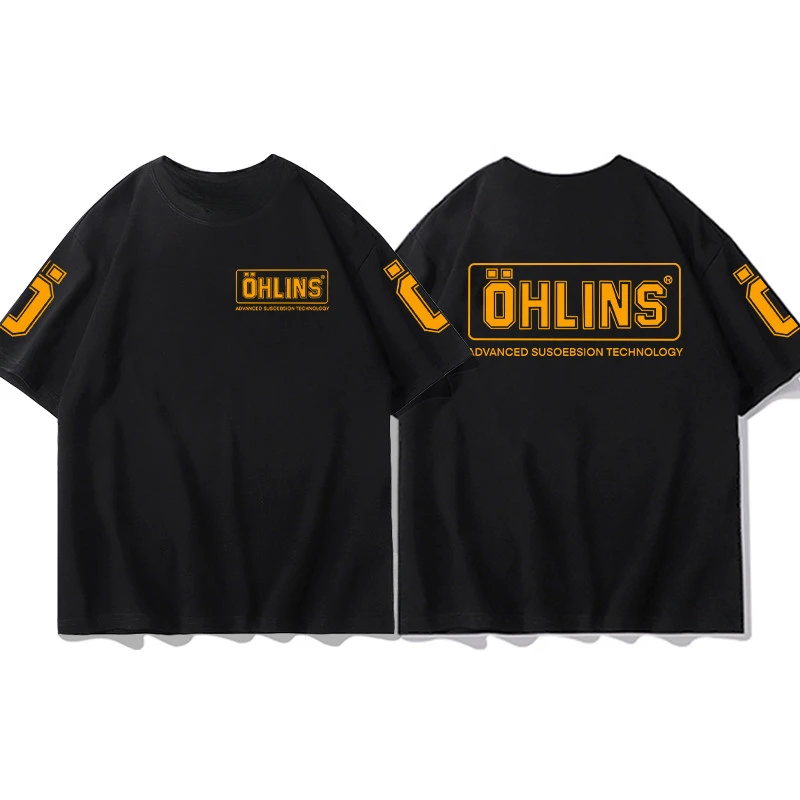 Best OHLINS Black T-shirt Collection Motorcycle Shock Absorber Print Short Sleeve T-shirt 2026 New Summer Racing Fan Clothes