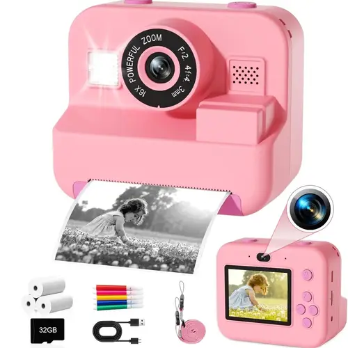 Nueva cámara de impresión instantánea con tarjeta de 32G, impresión fotográfica térmica, cámara Digital para niños, fotografía de vídeo, juguete educativo, regalo para niños
