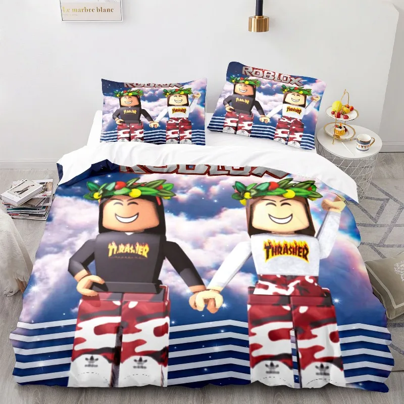 

Roblox Game Themed Colorful Print Polyester Student Dormitory Bed Sheet Quilt Cover Home Decor Birthday Gift