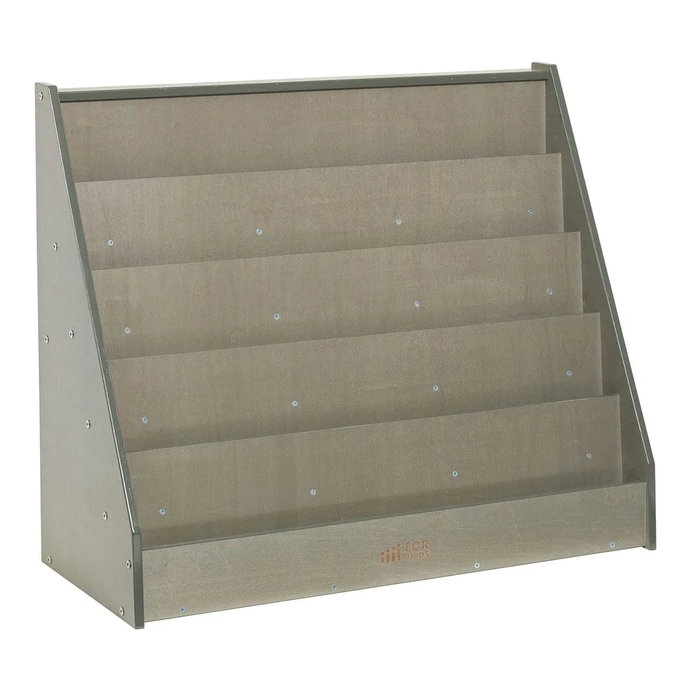 5 Shelf Wooden Book Display Single Sided Bookshelf Grey Wash