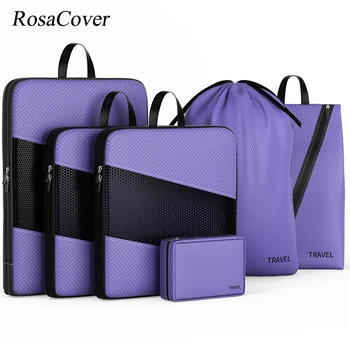 Compressão Embalagem Cubos para Malas, Viagem Acessórios, Expansível Embalagem Organizadores, Leve, 6Pcs