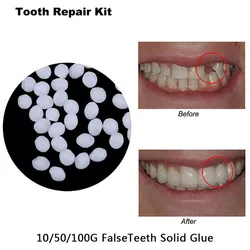 Enchimento de dentes falsos, caso de dentaduras, grânulos adesivos cosméticos, colar, sorriso de reparo dentário, encaixe em folheados, oral, 5g-100g