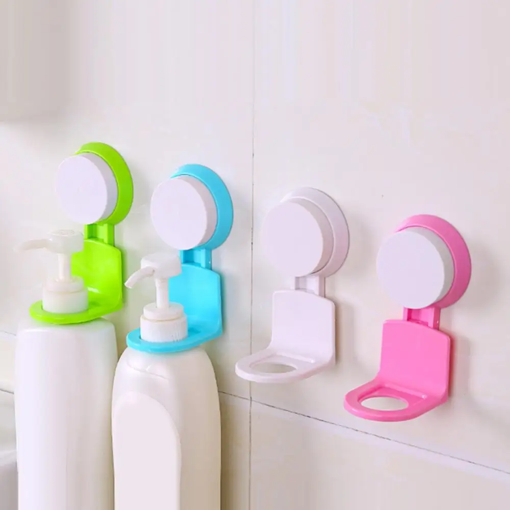 Plastic Wall Suction Cup Hanging Hook Shower Gel Shampoo Holder Rack Shelf