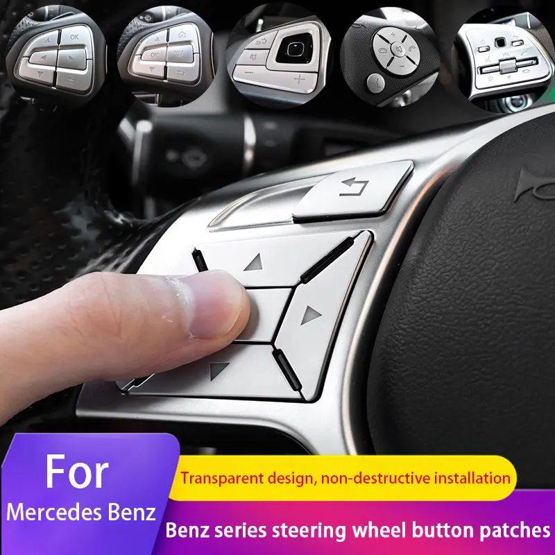 

2Pcs Car Styling Steering Wheel Button Covers Trim Stickers For Mercedes Benz C E Class GLA200 CLA GLE GLB GLK300 Car Accessorie