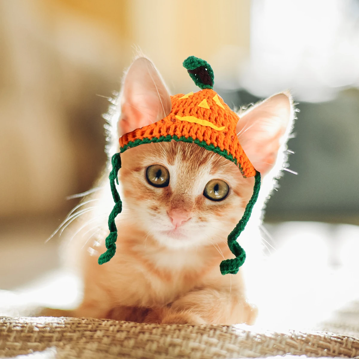 

1pc Halloween Pet Hat Pumpkin Dog Costume Soft Elastic Crochet Outfit Reusable Fits Pets Perfect Ornament Premium Material Dog