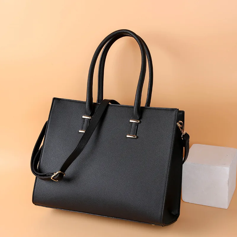 Women's Pu handheld fashionable single-shoulder multi-functional large-capacity crossbody bag, retro work travel computer bag