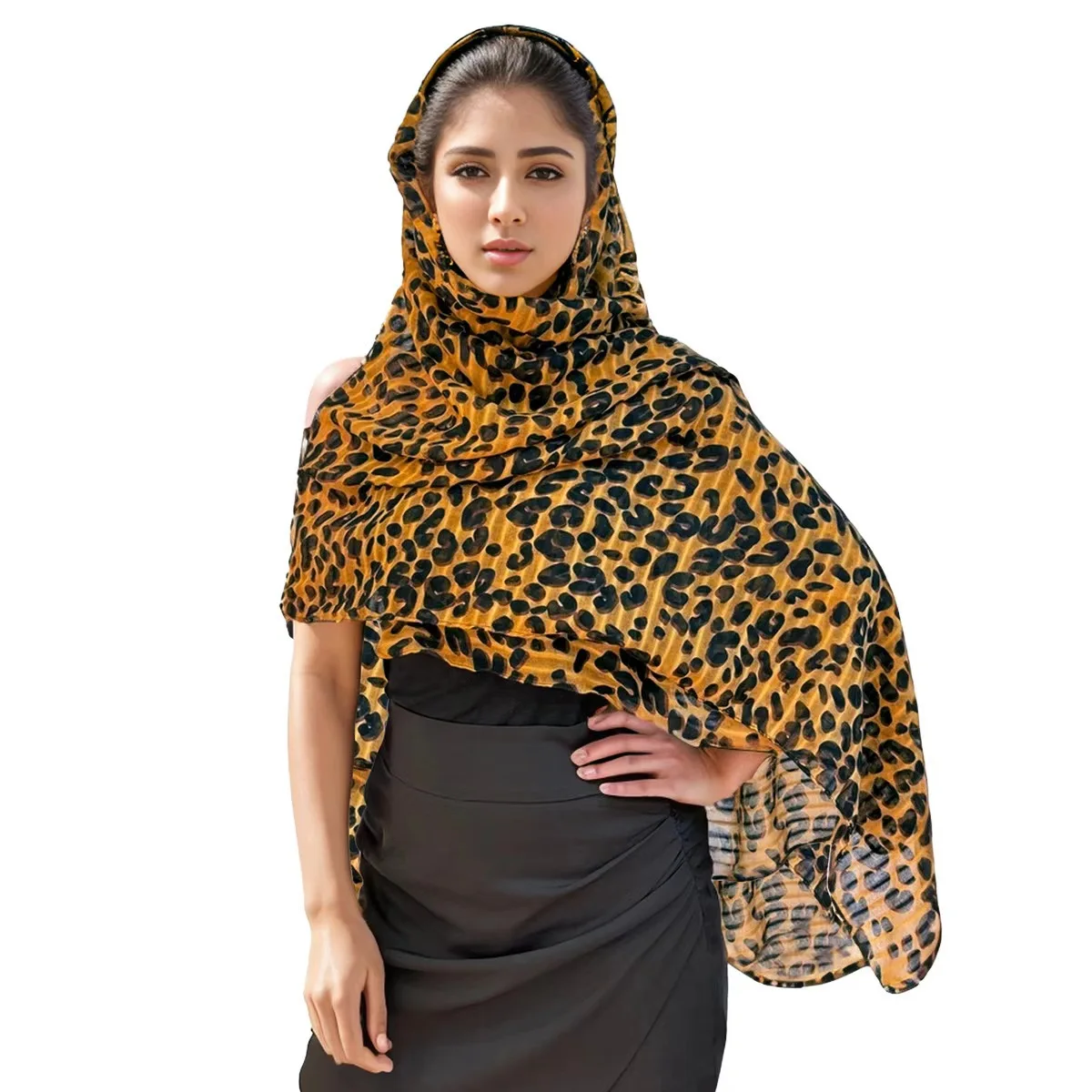 Cross-border dedicated to the new Europe and the United States high-quality Balinese gauze leopard print soft scarf women's suns