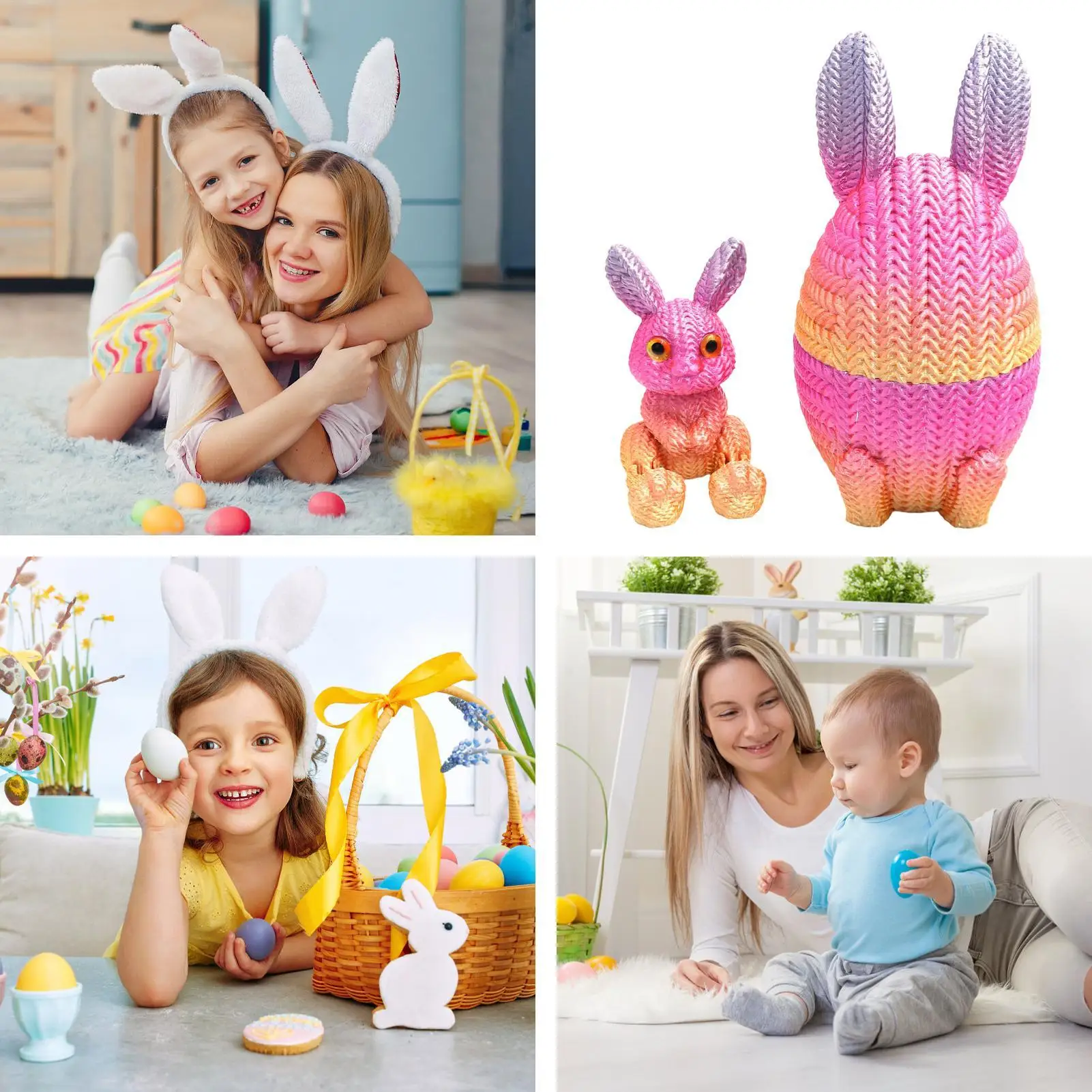 3D Printed Easter Bunny Easter Tabletop Decor Classroom Prize Supplies For Bookcase Window Sill Bookshelf Display Cabinet